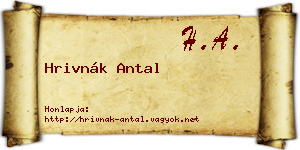Hrivnák Antal névjegykártya